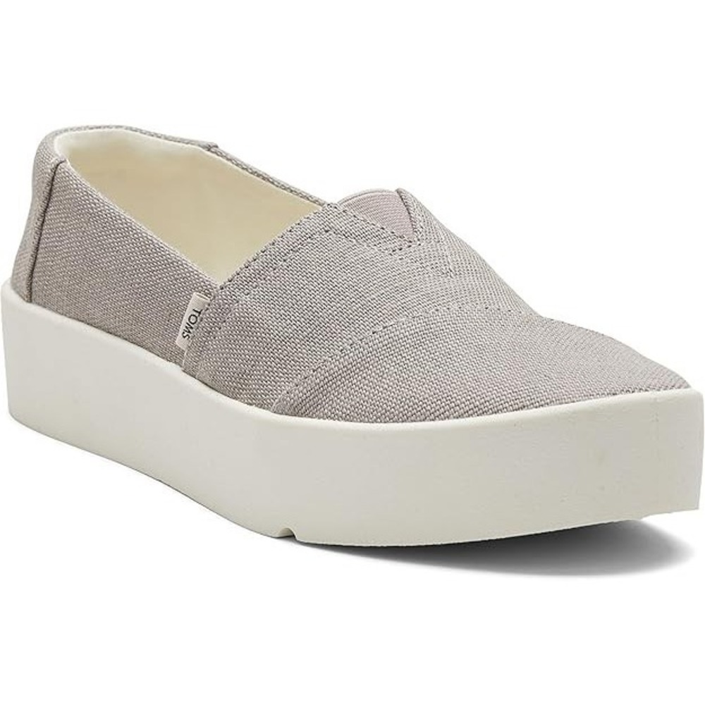 TOMS Women's Verona Platform Slip On Sneakers Shoes Dove Grey Canvas NEW 9